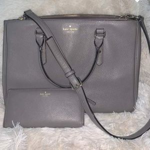 Kate Spade Silver/Dove Purse and Matching Wallet